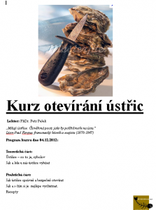 kurz otevírání ústřic